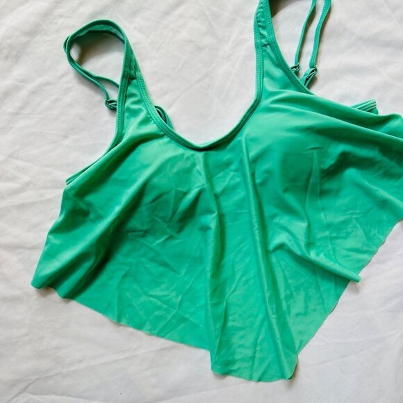 New Without Tags Turquoise Swim Top Flowy Tankini Swimsuit Size L - Picture 3 of 7